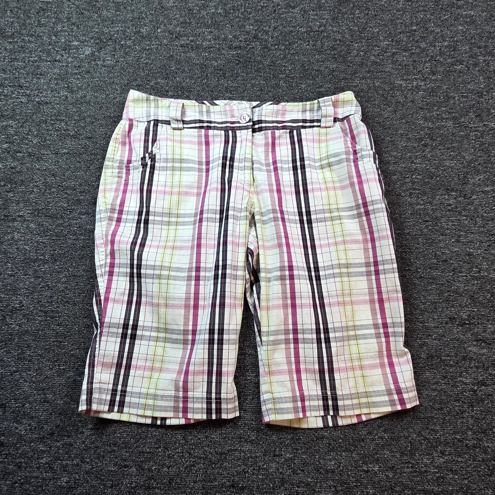 Lija Plaid Golf Shorts Womens Size 8 Pink Purple Performance Athletic Preppy